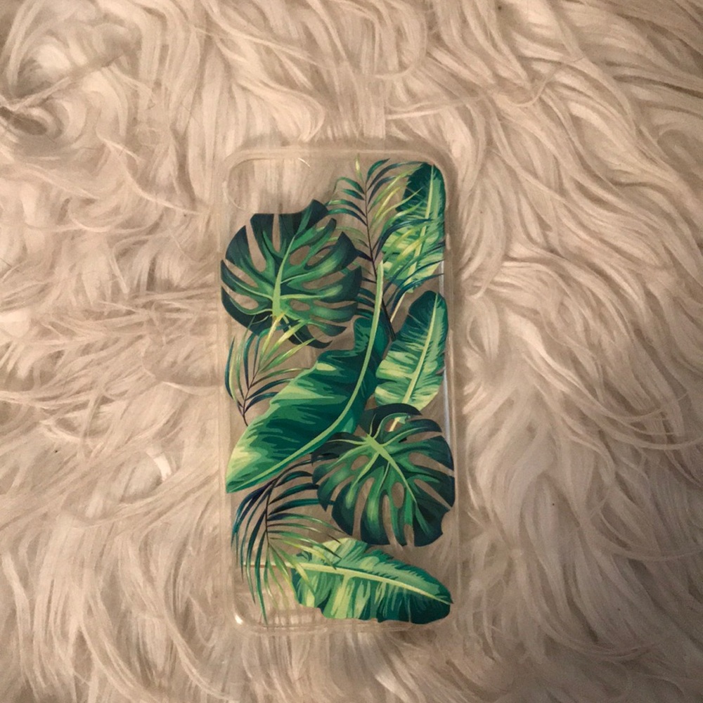 Clear phone case with tropics leaves